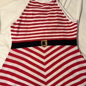 Planet Gold Red and White Fuzzy Elf Sweater